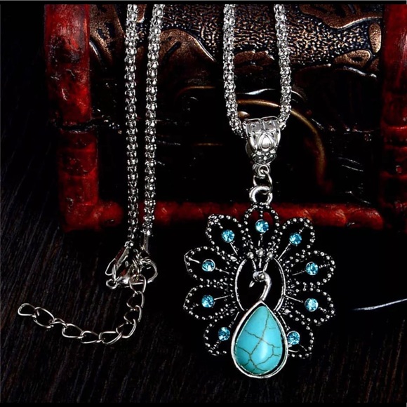 Jewelry - Turquoise Silver Peacock Necklace